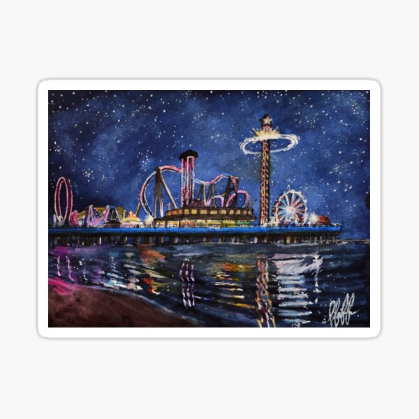 Item preview, Pleasure Pier Watercolor Painting designed and sold by Victoria Pfeiffer.