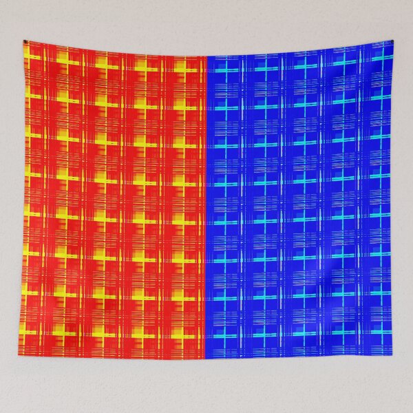 Artikelvorschau, Heller moderner Tartan in zwei Hälften - rotgelbes Blau entworfen und verkauft von M-Lorentsson.