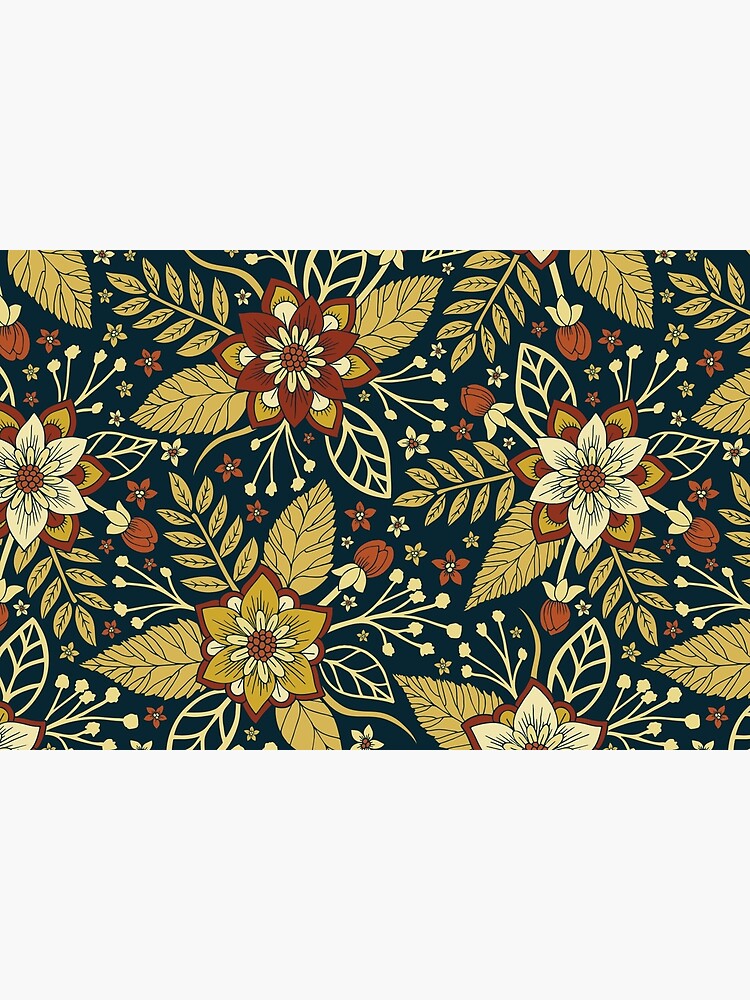 Gold and Navy Blue Floral by somecallmebeth