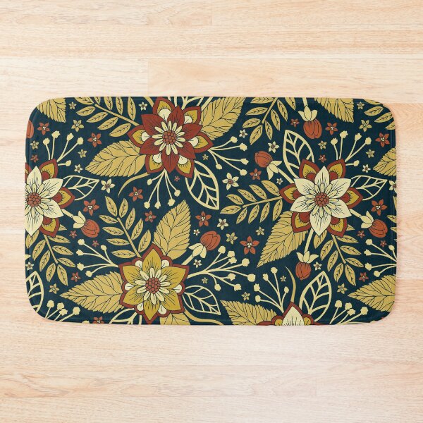 Item preview, Gold and Navy Blue Floral designed and sold by somecallmebeth.
