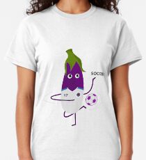 Football Soccer eggplant with Ball and jersey Classic T-Shirt