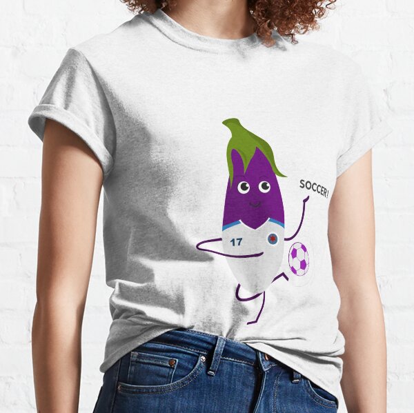 Football Soccer eggplant with Ball and jersey Classic T-Shirt
