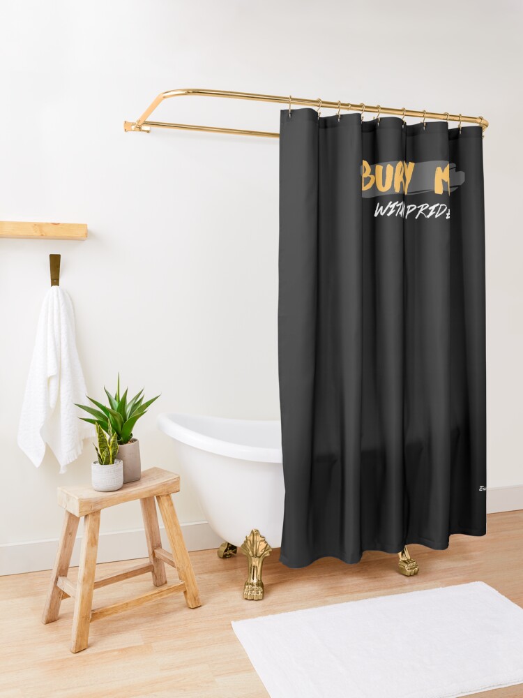 Alternate view of with pride Shower Curtain