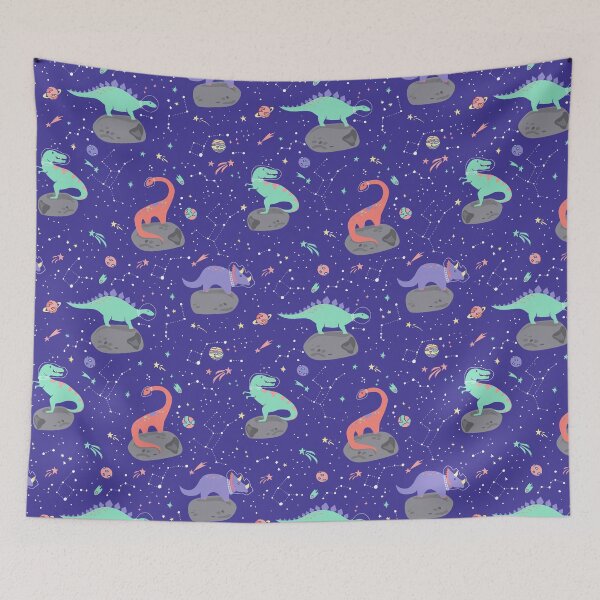 Item preview, Dinosaurs Floating on an Asteroid in Purple designed and sold by latheandquill.