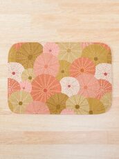 Sea Urchins in Gold + Coral Bath Mat