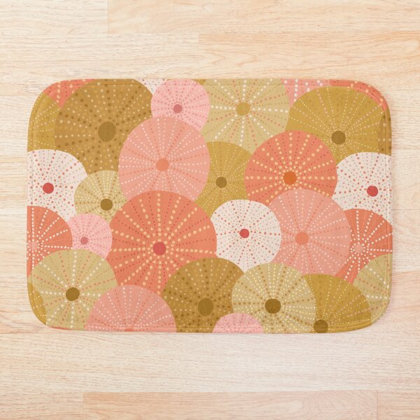 Sea Urchins in Gold + Coral Bath Mat