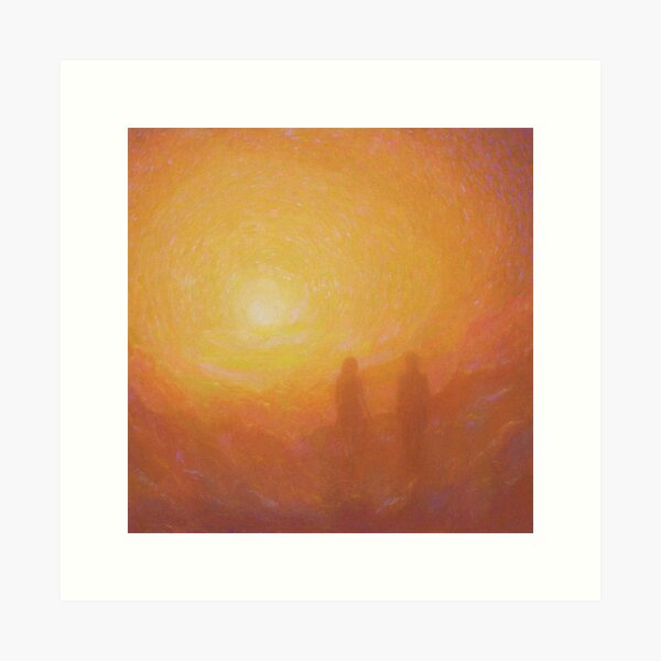 Two Figures at Sunset, Sunrise Art Print
