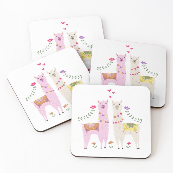 Item preview, White and Pink Llama Pattern designed and sold by latheandquill.
