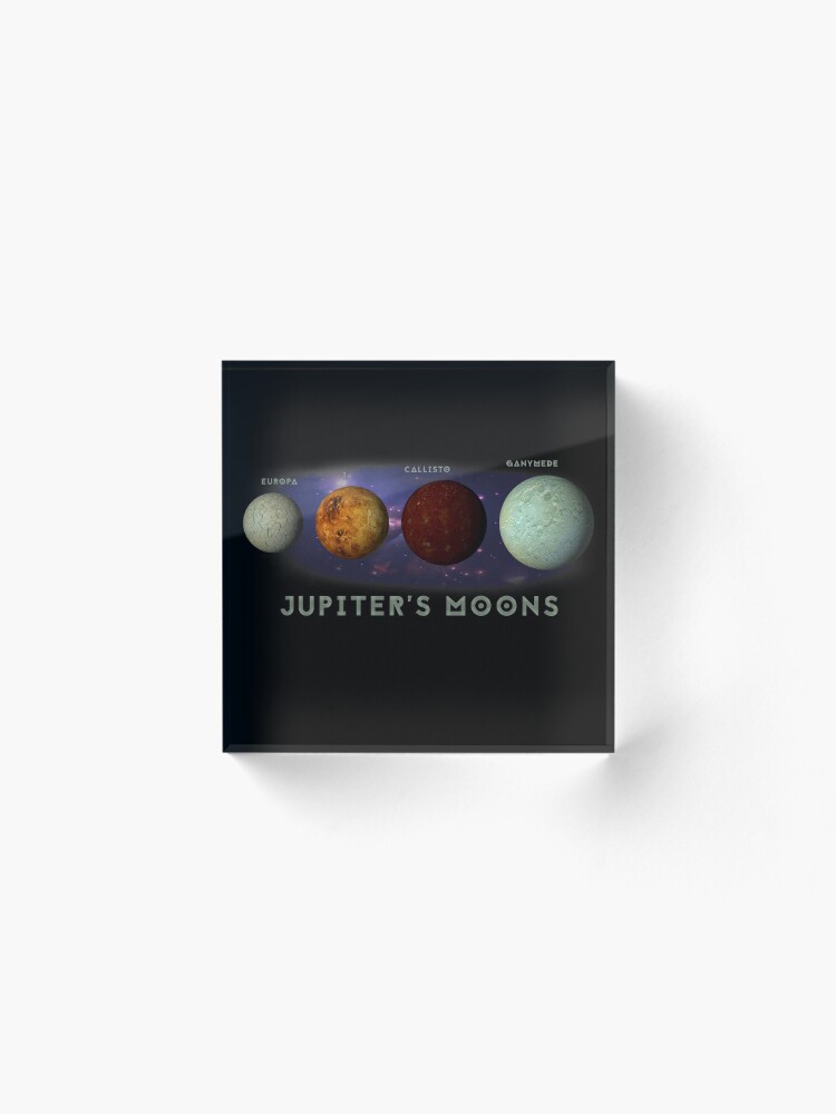 Alternate view of Jupiters Moons Europa Io Callisto Ganymede Space Nebula Graphic Print Acrylic Block