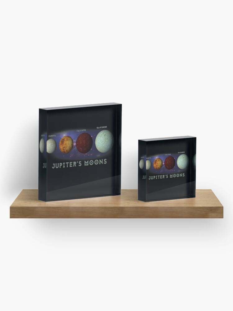 Alternate view of Jupiters Moons Europa Io Callisto Ganymede Space Nebula Graphic Print Acrylic Block