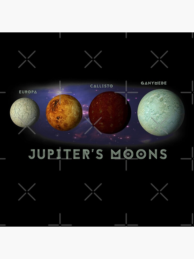 Jupiters Moons Europa Io Callisto Ganymede Space Nebula Graphic Print by thespottydogg