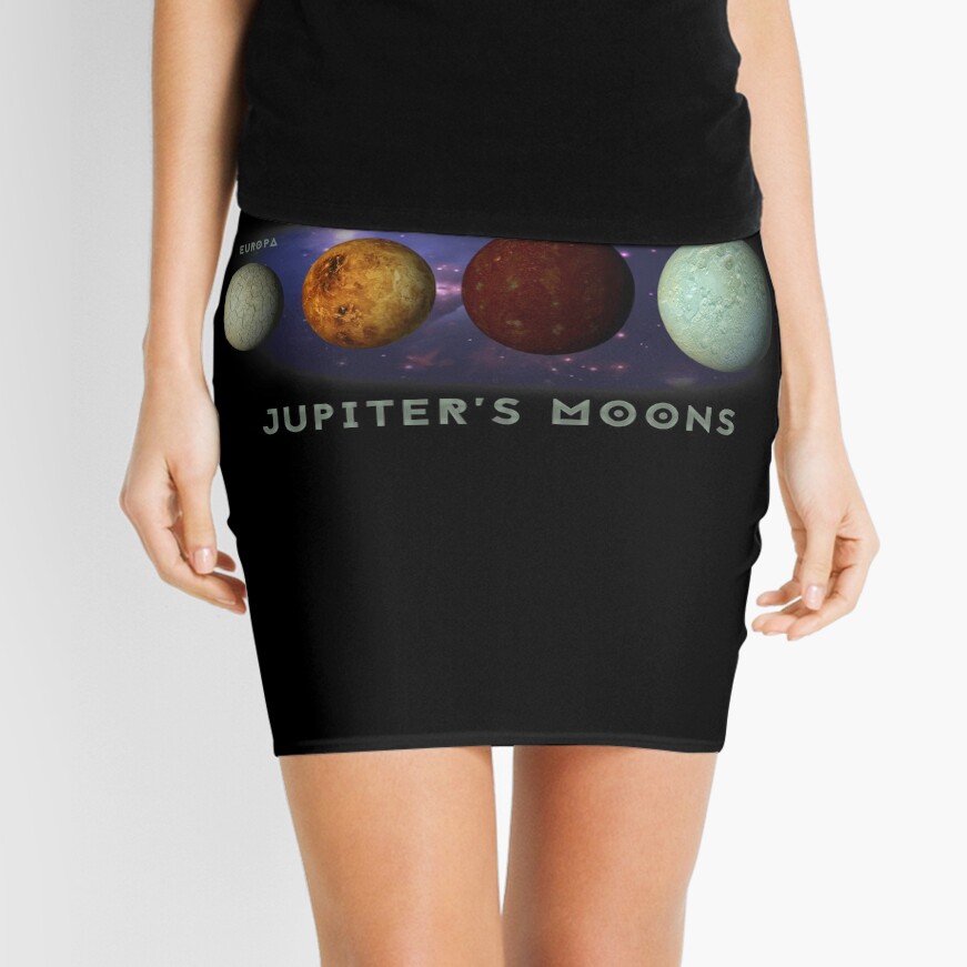 Jupiters Moons Europa Io Callisto Ganymede Space Nebula Graphic Print Mini Skirt