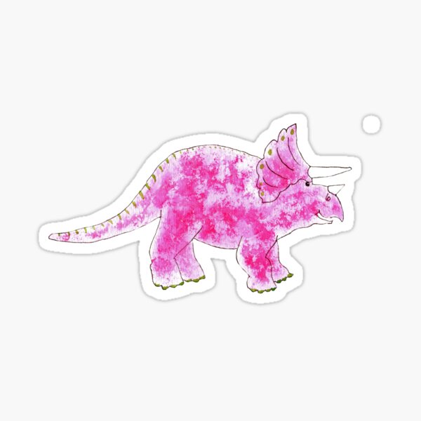 Pink Watercolor Triceratops Sticker