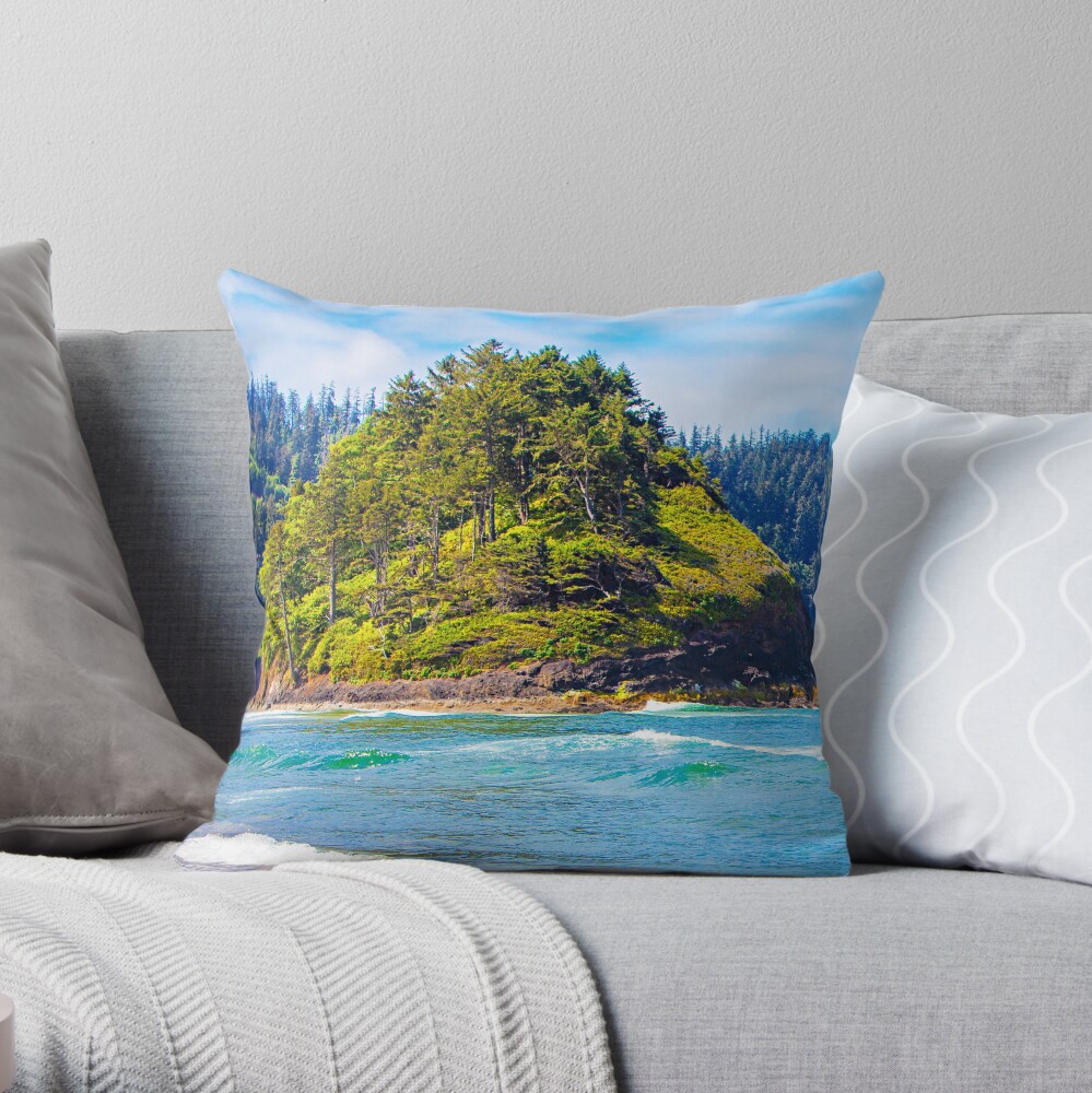Proposal Rock At Neskowin Beach By DAM Creative Throw Pillow