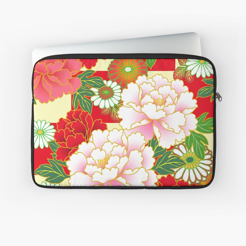 Red Pink Peony Vintage Japanese Floral Kimono Pattern Wrapping Paper by  Vicky Brago-Mitchell®