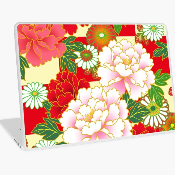 Red Pink Peony Vintage Japanese Floral Kimono Pattern Wrapping Paper by  Vicky Brago-Mitchell®