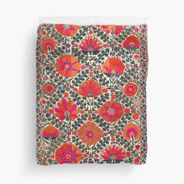 Kermina Suzani Uzbekistan Colorful Embroidery Print Duvet Cover