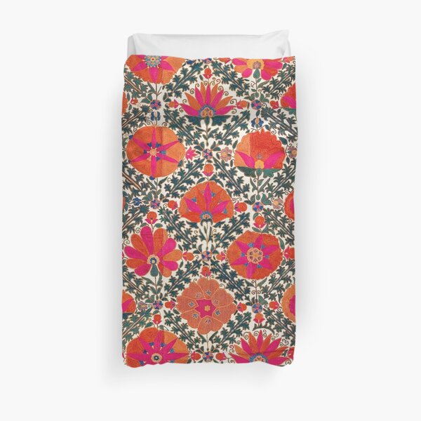 Kermina Suzani Uzbekistan Colorful Embroidery Print Duvet Cover