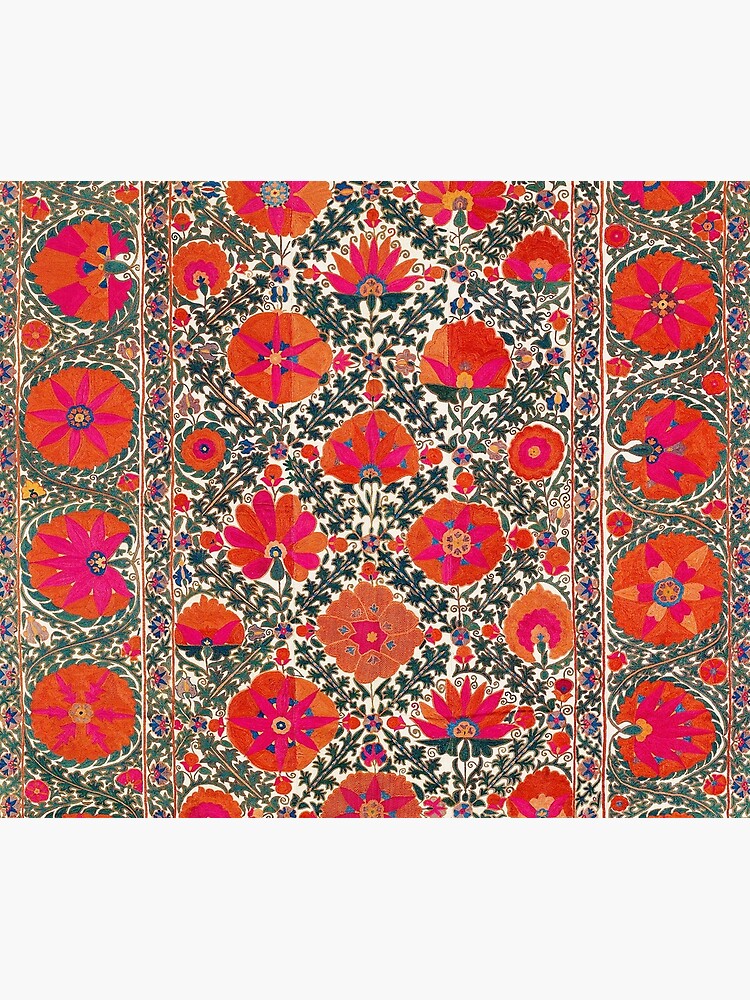 Discover Kermina Suzani Uzbekistan Colorful Embroidery Print Shower Curtain
