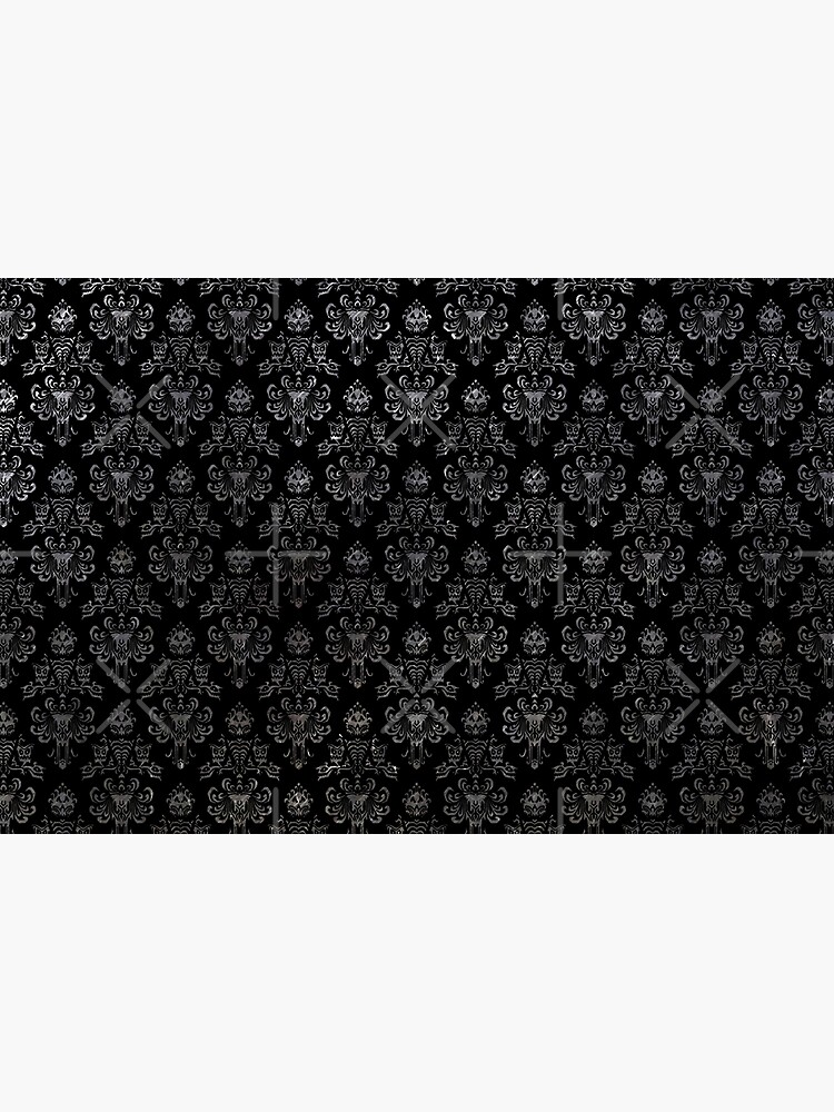 Thumbnail 6 of 6, Bath Mat, Haunted Mansion Wallpaper Black and Silver designed and sold by FandomTrading.