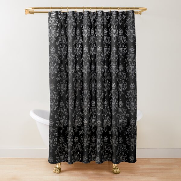 Vista previa del artículo con la obra «Haunted Mansion Wallpaper Negro y Plata», diseñado y vendido por FandomTrading.