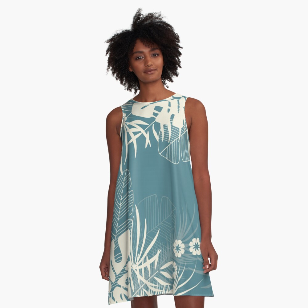 Tropical Blue A-Line Dress