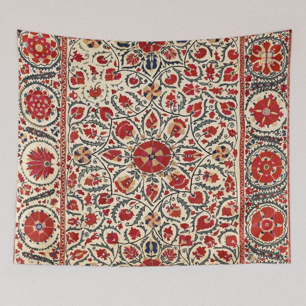 Item preview, Bokhara Suzani Uzbekistan Colorful Embroidery Print designed and sold by Vicky Brago-Mitchell®.