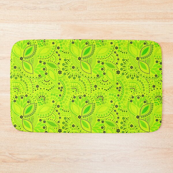 Item preview, Green neon pattern with dots and flowers, small, fashionable, youthful, bright designed and sold by fuzzyfox.