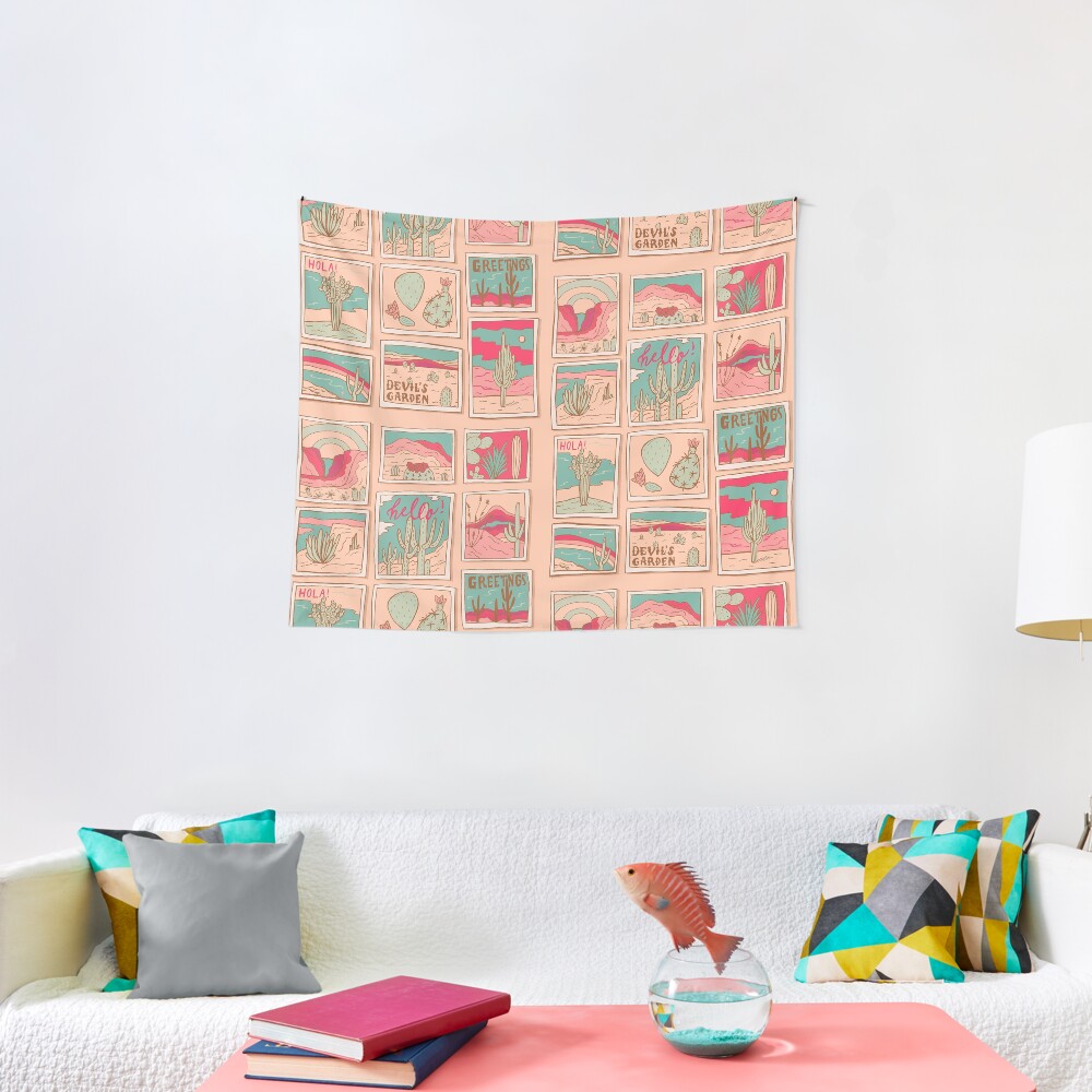 Retro Desert Postcards Tapestry