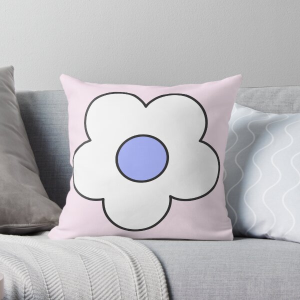 White and Blue Daisy Throw Pillow