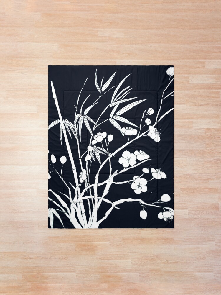 Alternate view of bamboo and plum flower Comforter