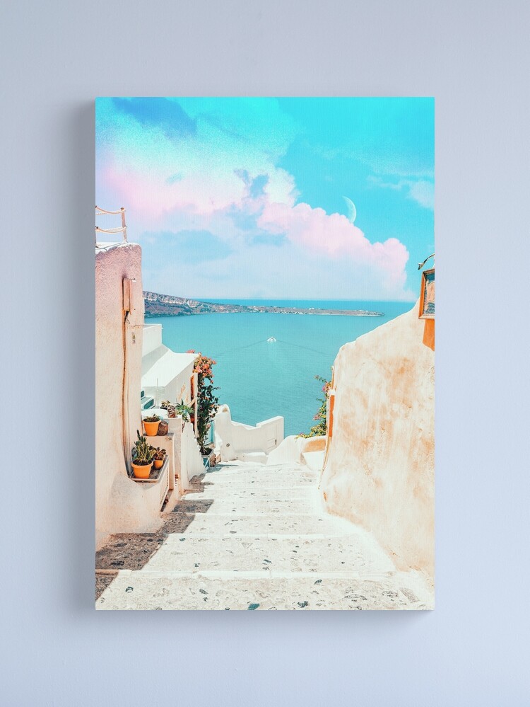 Society6 ケース Pale blue retro beach by AC Photography StyleCraft Beach Front 2-Piece Framed Art Print 24 in. x 24