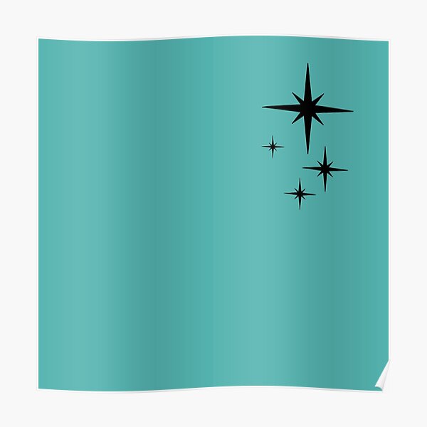 1950s Atomic Age Retro Starburst in Turquoise and Black Poster