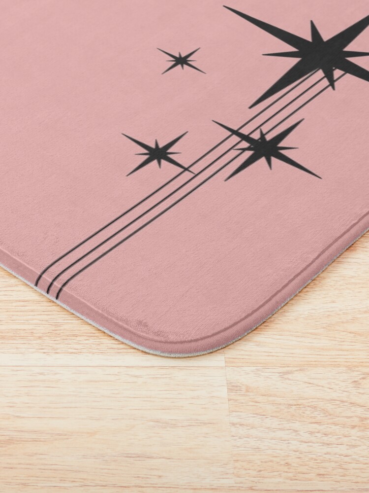 Alternate view of 1950s Atomic Age Retro Starbursts in 50s Pink and Black Bath Mat