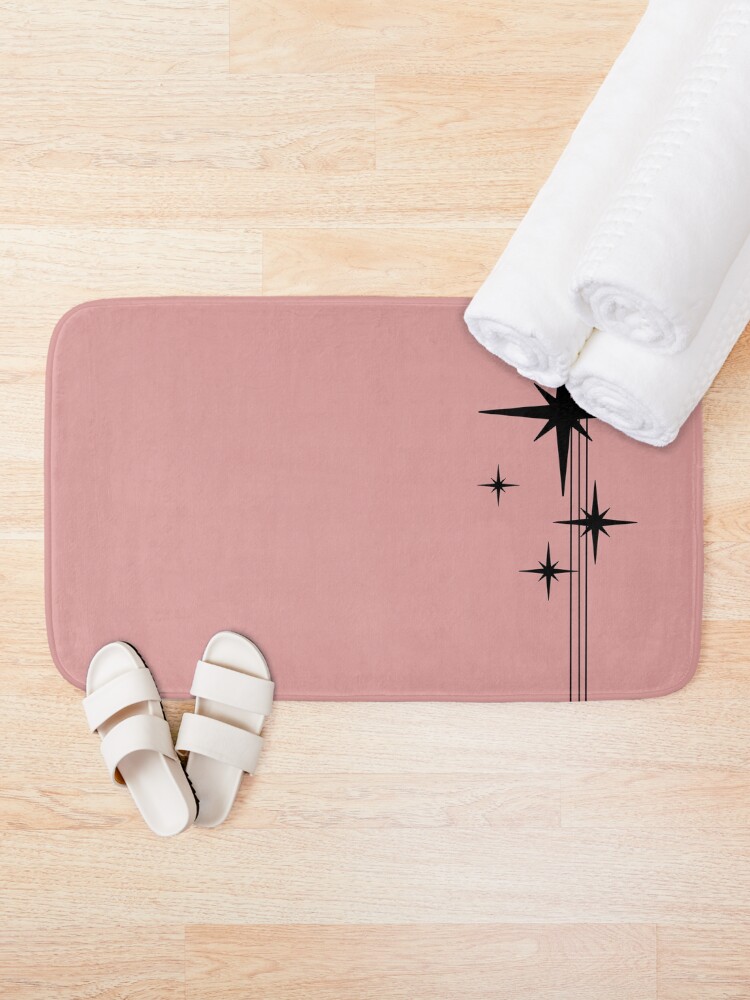 Alternate view of 1950s Atomic Age Retro Starbursts in 50s Pink and Black Bath Mat