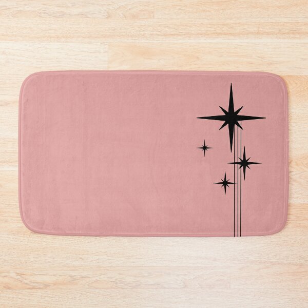 1950s Atomic Age Retro Starbursts in 50s Pink and Black Bath Mat