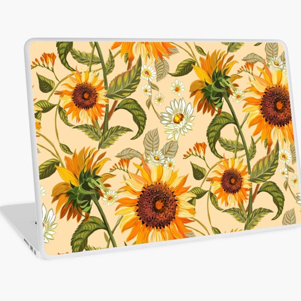 Item preview, Tournesols années 70 vintage motif rétro doré, fleurs jaunes et orange designed and sold by chrissyink.