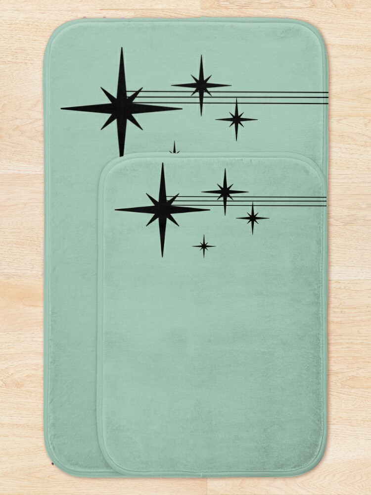 Retro Atomic Starburst Blue & Off-White MCM Bath Mat