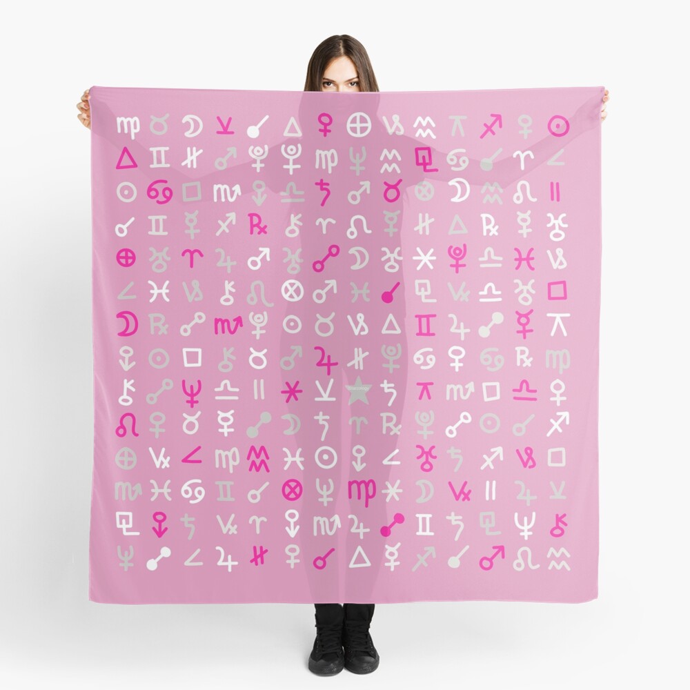 Astrology Symbols and Signs Pink Pattern Scarf