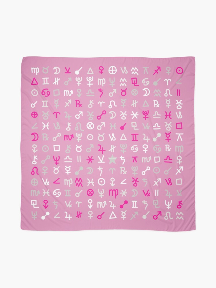 Alternate view of Astrology Symbols and Signs Pink Pattern Scarf