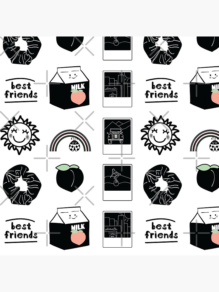 Black and White Best Friends Aesthetic Sticker Pack Sticker for Sale by  The-Goods