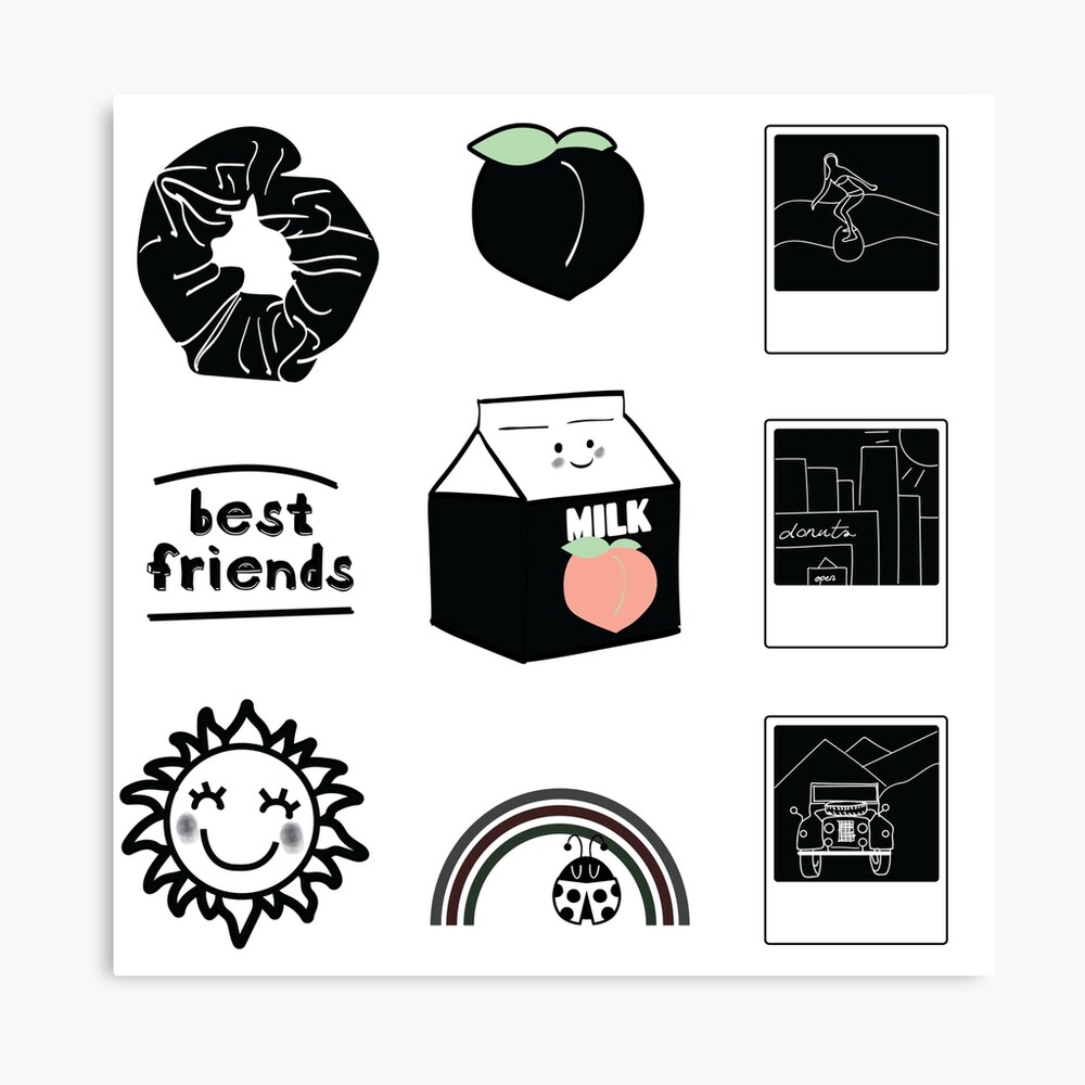 black and white best friends aesthetic sticker pack photographic print by the goods redbubble
