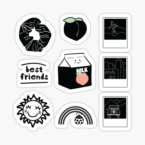 retro glasses black and white | cartoon cute Stickers happy laptop stickers aesthetic girl
