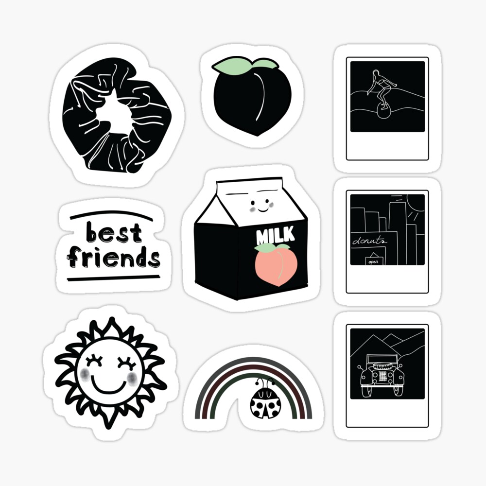 black and white best friends aesthetic sticker pack photographic print by the goods redbubble