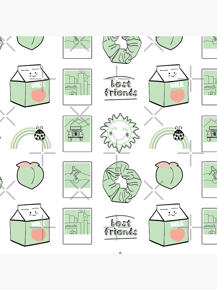 light green best friends aesthetic sticker pack art board print by the goods redbubble