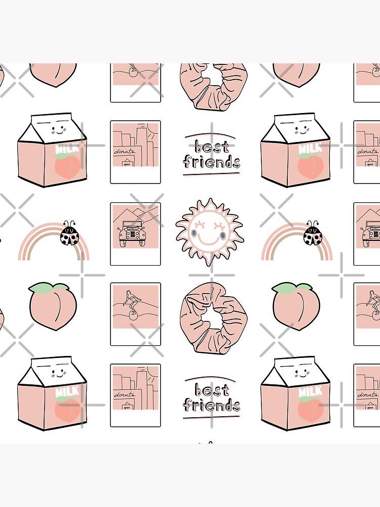 Light Peach Best Friends Aesthetic Sticker Pack Art Board Print