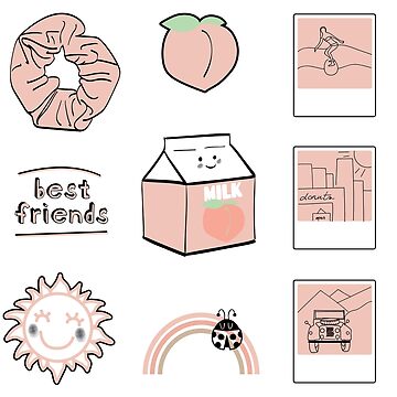 Light Peach Best Friends Aesthetic Sticker Pack Art Board Print for Sale  by The-Goods