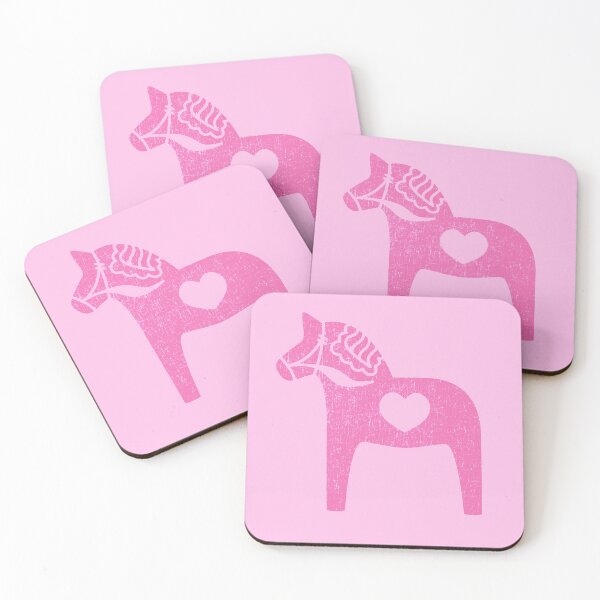 Item preview, Scandinavian Dala Horse Pink Swedish Symbol Fun Color Hearts Distressed designed and sold by funnytshirtemp.
