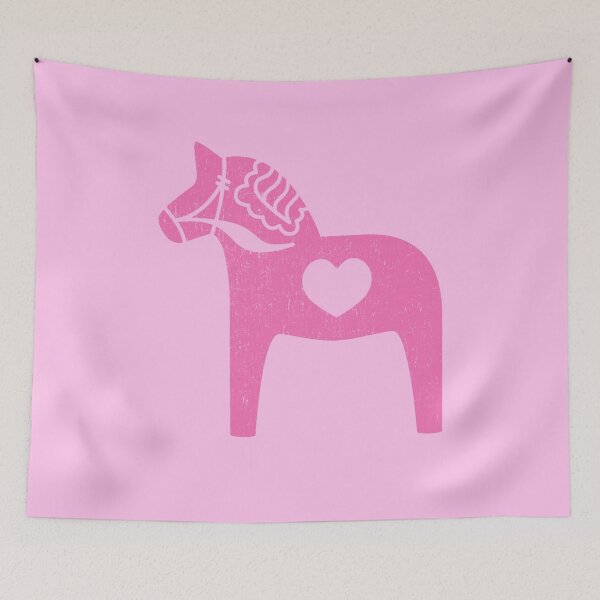 Item preview, Scandinavian Dala Horse Pink Swedish Symbol Fun Color Hearts Distressed designed and sold by funnytshirtemp.