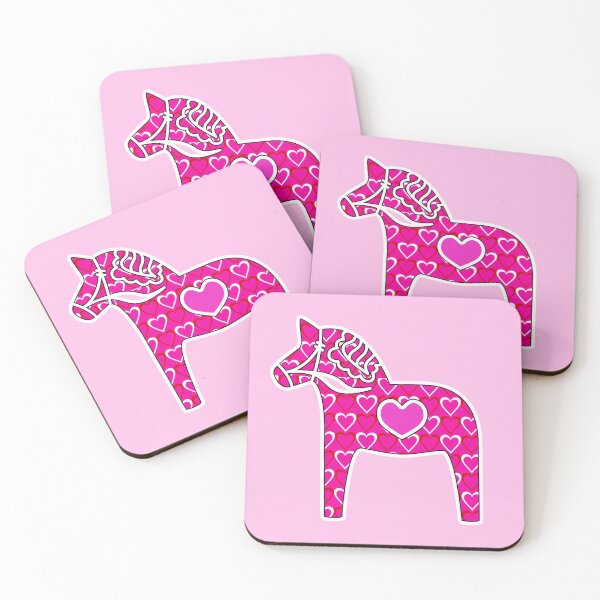 Item preview, Scandinavian Dala Horse Pink Swedish Symbol Fun Color Hearts designed and sold by funnytshirtemp.